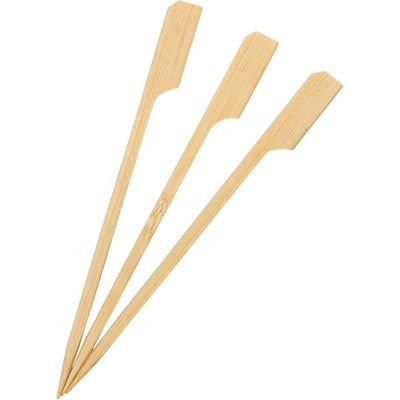 Food Grade Natural Wooden Bamboo Paddle Picks Skewers For Fruit 18cm