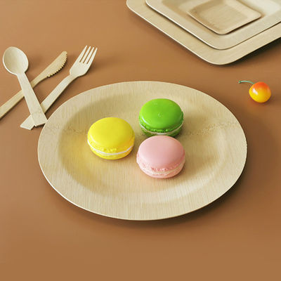 Organic Disposable Round Bamboo Fiber Plates Tableware 23cm