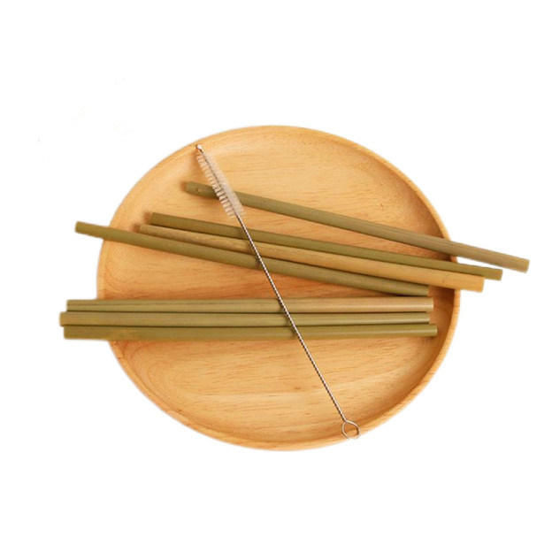20cm Green Biodegradable Straws Bamboo Fibre Straws For Beverage