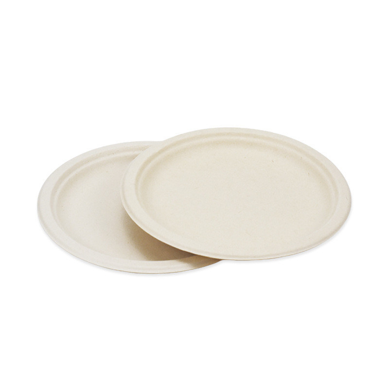 Compostable Round Sugarcane Bagasse Disposable Plate 9inch